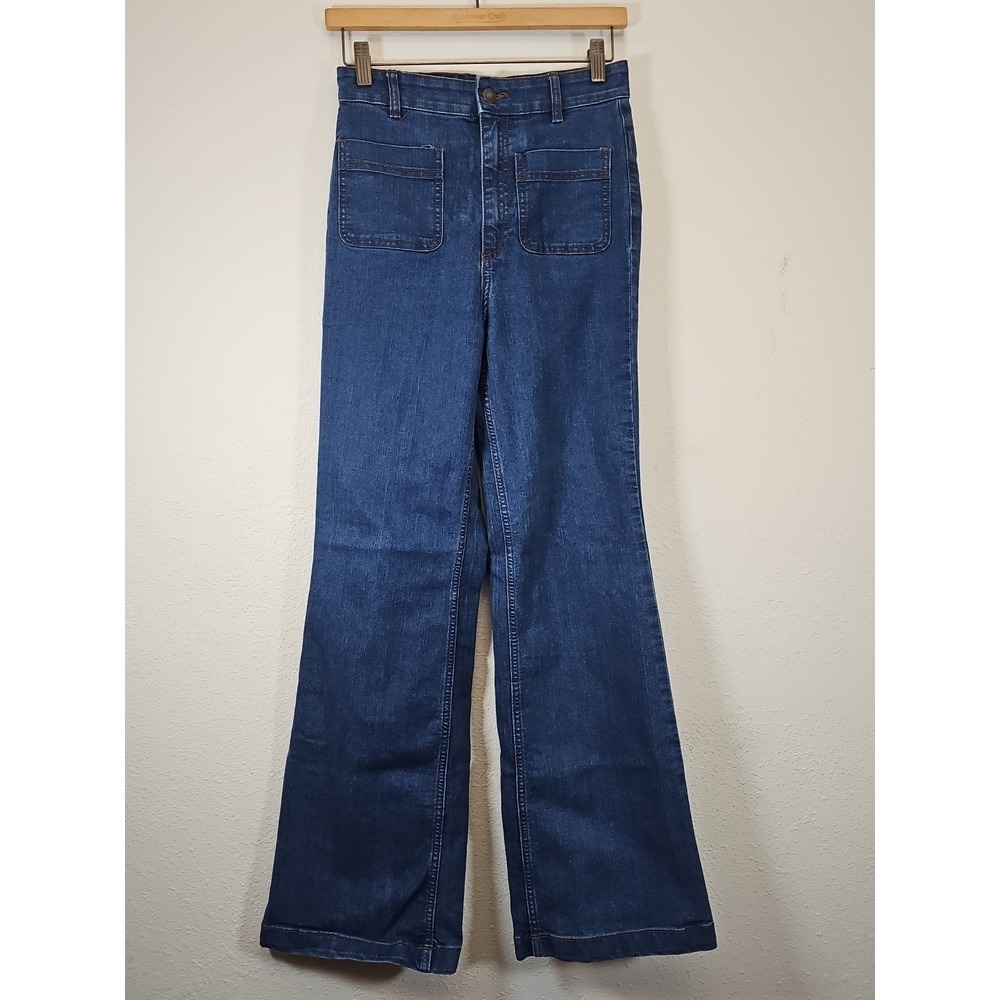 FOREVER 21 Flare Bellbottom‎ Jeans Women's 26 Slim Fit Mid Rise Blue Denim Pants